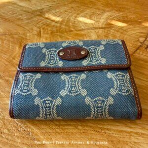 Celine 🏷️ Macadam Denim & Leather French Wallet (Unisex)